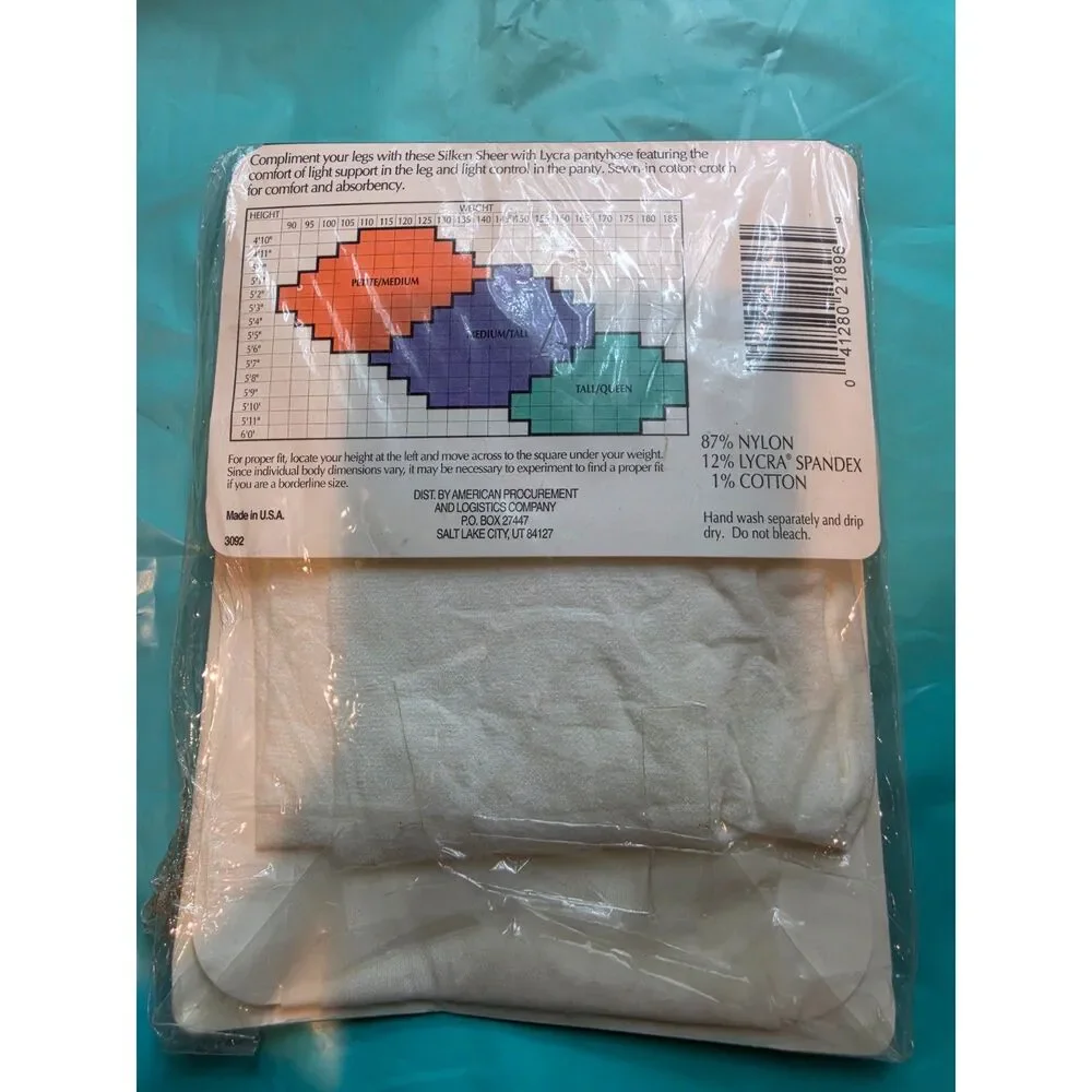Vintage Osco Silken Sheer Pantyhose, White, Petite Medium